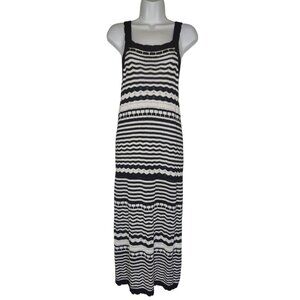 Joie‎ Striped Black White Open-Knit Sleeveless Sweater Maxi Dress M NWT